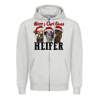 Dove Grey Merry Christmas Heifers Zipper Hoodie - RanaPortraitStore