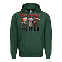 Sports Green Merry Christmas Heifers Zipper Hoodie - RanaPortraitStore