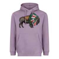 Lavender mexican bison with indian headdress Heavyweight Hoodie - RanaPortraitStore