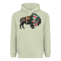 Matcha mexican bison with indian headdress Heavyweight Hoodie - RanaPortraitStore