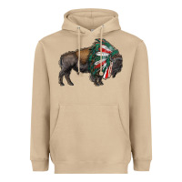 Mushroom mexican bison with indian headdress Heavyweight Hoodie - RanaPortraitStore
