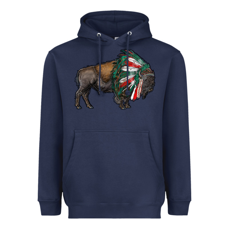 Mexican Bison With Indian Headdress Heavyweight Hoodie by RanaPortraitStore | Teevron