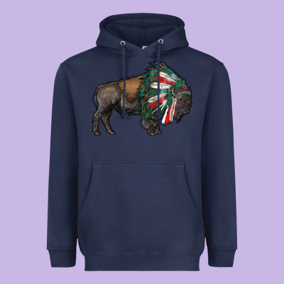 Mexican Bison With Indian Headdress Heavyweight Hoodie Designed By Ranaportraitstore