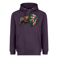 Plum mexican bison with indian headdress Heavyweight Hoodie - RanaPortraitStore
