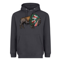 Smoke mexican bison with indian headdress Heavyweight Hoodie - RanaPortraitStore