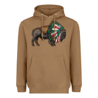 Toasted Coconut mexican bison with indian headdress Heavyweight Hoodie - RanaPortraitStore