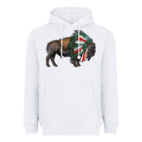 White mexican bison with indian headdress Heavyweight Hoodie - RanaPortraitStore