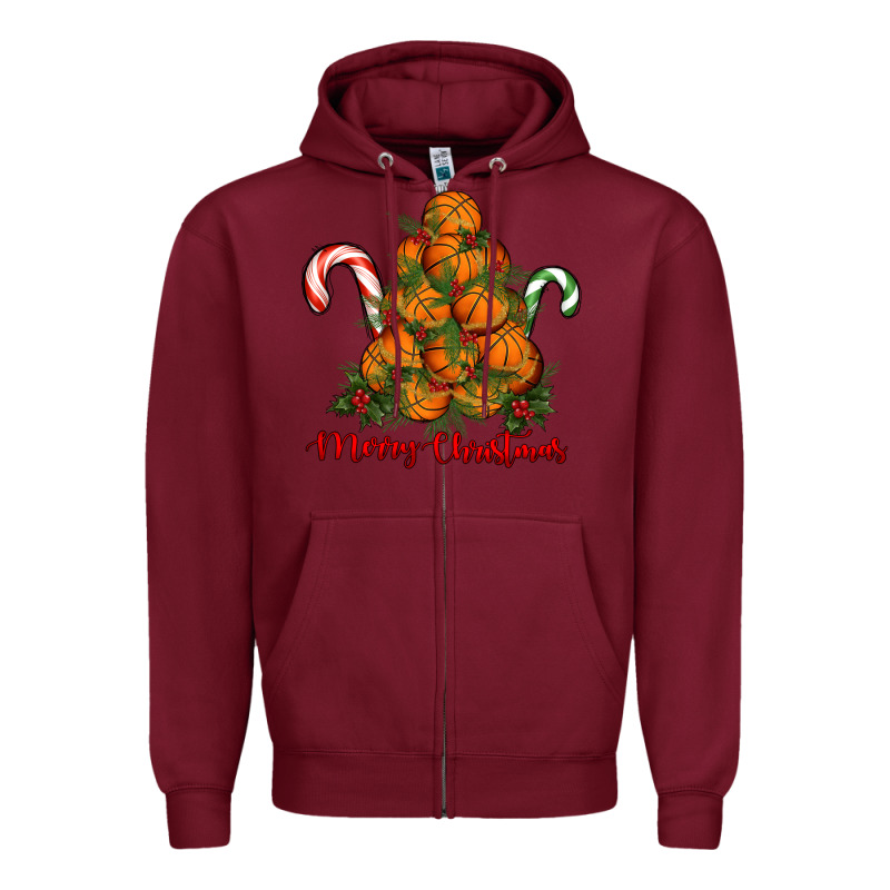 Merry Christmas Basketball Zipper Hoodie by RanaPortraitStore | Teevron