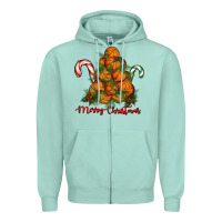 Seafoam Merry Christmas Basketball Zipper Hoodie - RanaPortraitStore
