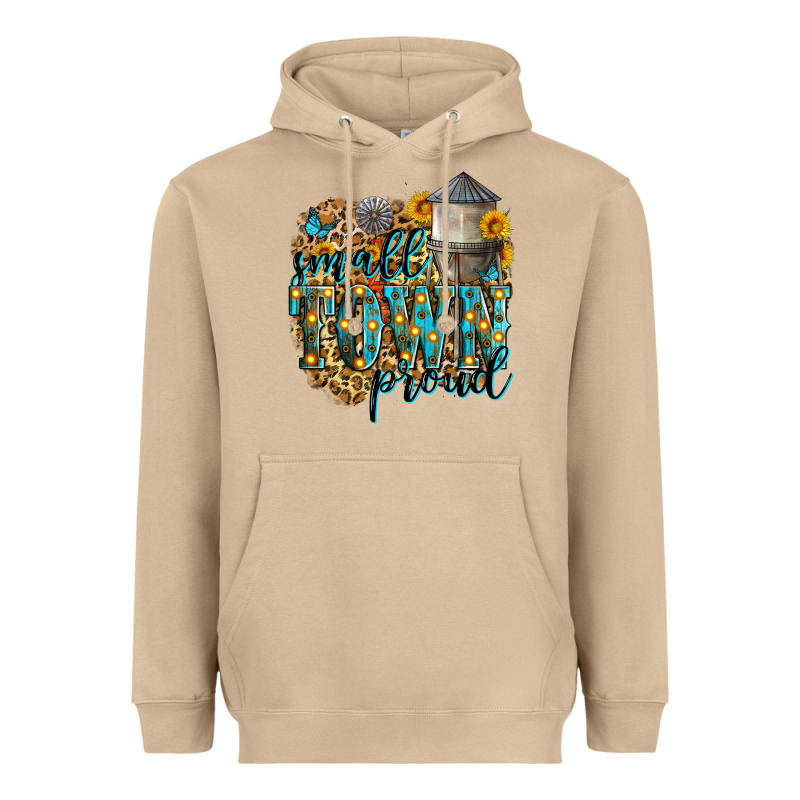 Small Town Proud Heavyweight Hoodie by Zillion Design Studio | Teevron
