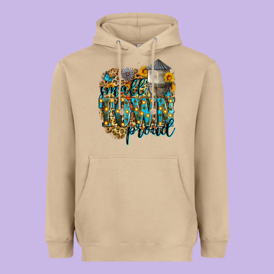 Small Town Proud Heavyweight Hoodie Designed By Zillion Design Studio