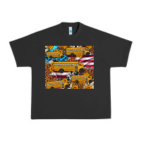 Pigment Black school bus American flag sunflower cowhide leopard Urban Heavy Tee - Artiststas