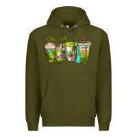 Army Green coffee cups Premium Hoodie - NancyCooperArtShop