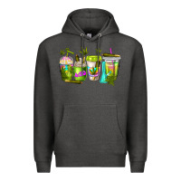 Charcoal Heather coffee cups Premium Hoodie - NancyCooperArtShop