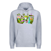 Heather Grey coffee cups Premium Hoodie - NancyCooperArtShop