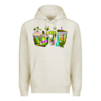 Oatmeal Heather coffee cups Premium Hoodie - NancyCooperArtShop