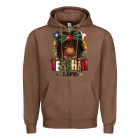 Chestnut teacher life afro locs messy bun Zipper Hoodie - texasbilliewilder