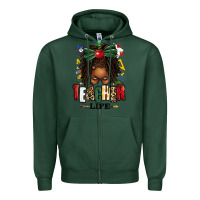 Sports Green teacher life afro locs messy bun Zipper Hoodie - texasbilliewilder