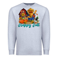 Heather Grey happy fall scarecrow Premium Sweatshirt - FaDigitalArtStudio