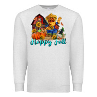 Oatmeal Heather happy fall scarecrow Premium Sweatshirt - FaDigitalArtStudio