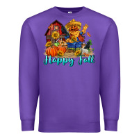 Purple happy fall scarecrow Premium Sweatshirt - FaDigitalArtStudio