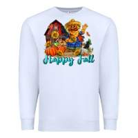 White happy fall scarecrow Premium Sweatshirt - FaDigitalArtStudio
