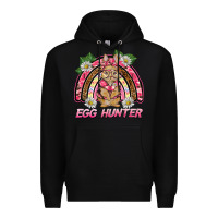 Black easter pink camouflage egg hunter  bunny rainbow Premium Hoodie - BarkalooDesign