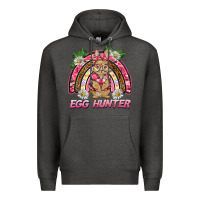 Charcoal Heather easter pink camouflage egg hunter  bunny rainbow Premium Hoodie - BarkalooDesign