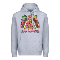 Heather Grey easter pink camouflage egg hunter  bunny rainbow Premium Hoodie - BarkalooDesign