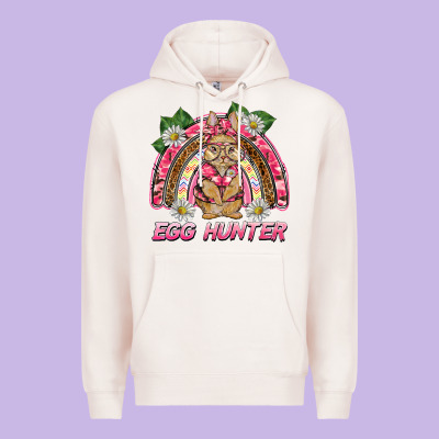 Easter Pink Camouflage Egg Hunter  Bunny Rainbow Premium Hoodie Designed By Barkaloodesign