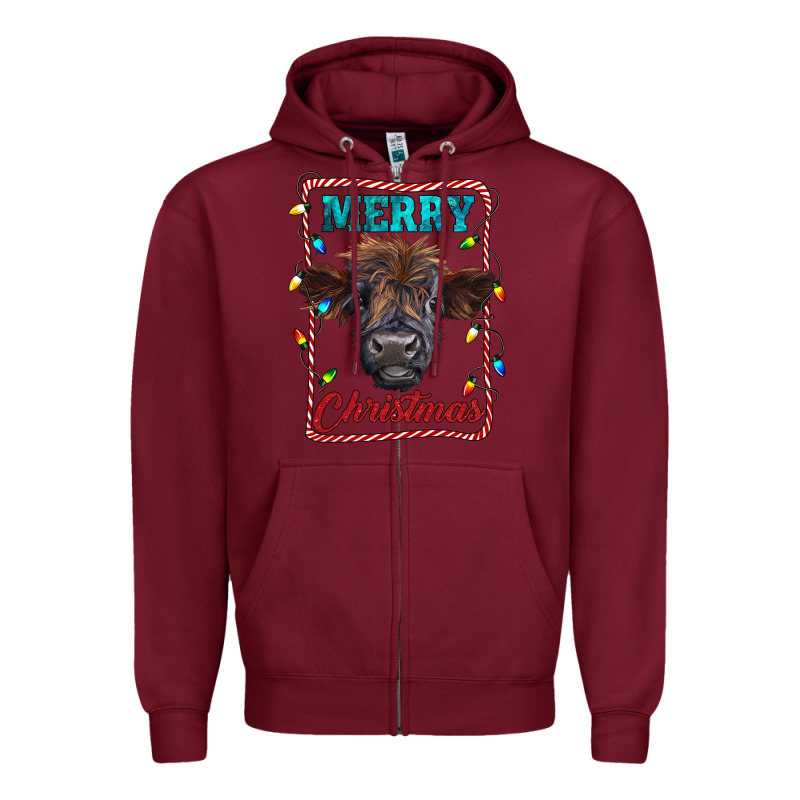 Merry Christmas Calf Zipper Hoodie by RanaPortraitStore | Teevron