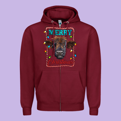 Zipper Hoodie Merry Christmas Calf