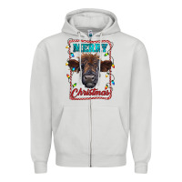 Dove Grey Merry Christmas Calf Zipper Hoodie - RanaPortraitStore