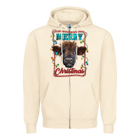 Sandshell Merry Christmas Calf Zipper Hoodie - RanaPortraitStore