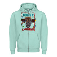 Seafoam Merry Christmas Calf Zipper Hoodie - RanaPortraitStore