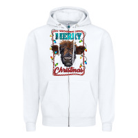 White Merry Christmas Calf Zipper Hoodie - RanaPortraitStore