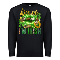 Black Kiss me im irish st.patricks day lips st.patricks Premium Sweatshirt - Neo Western