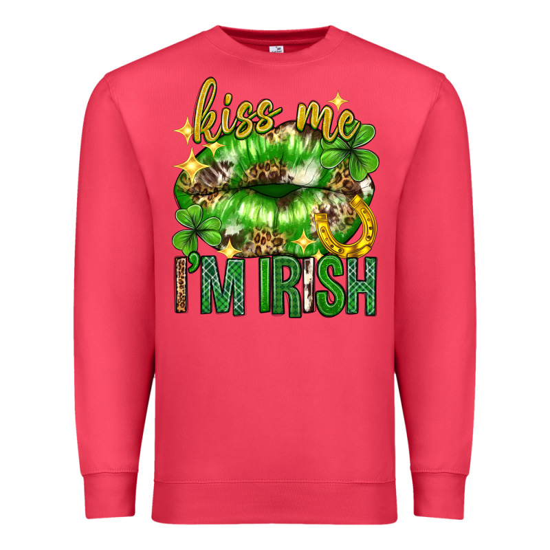 Kiss Me Im Irish St.patricks Day Lips St.patricks Premium Sweatshirt by Neo Western | Teevron