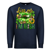Navy Kiss me im irish st.patricks day lips st.patricks Premium Sweatshirt - Neo Western