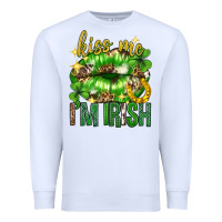 White Kiss me im irish st.patricks day lips st.patricks Premium Sweatshirt - Neo Western