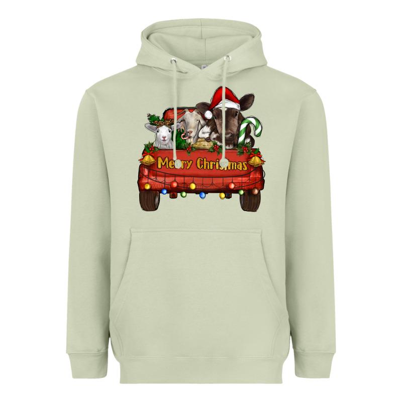 Merry Christmas Truck Animals Heavyweight Hoodie by RanaPortraitStore | Teevron