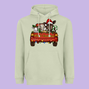Merry Christmas Truck Animals Heavyweight Hoodie Designed By Ranaportraitstore