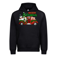 Black merry christmas snowman and farm animals truck Urban Hoodie - Jasminsmagicworld
