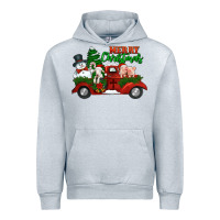 Heather Grey merry christmas snowman and farm animals truck Urban Hoodie - Jasminsmagicworld