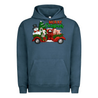 Pigment Midnight Navy merry christmas snowman and farm animals truck Urban Hoodie - Jasminsmagicworld
