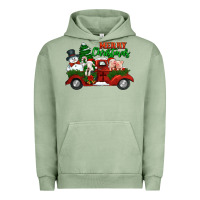 Pigment Oil Green merry christmas snowman and farm animals truck Urban Hoodie - Jasminsmagicworld