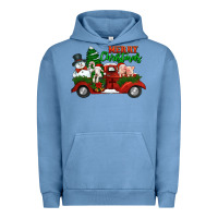 Pigment Pebble Blue merry christmas snowman and farm animals truck Urban Hoodie - Jasminsmagicworld