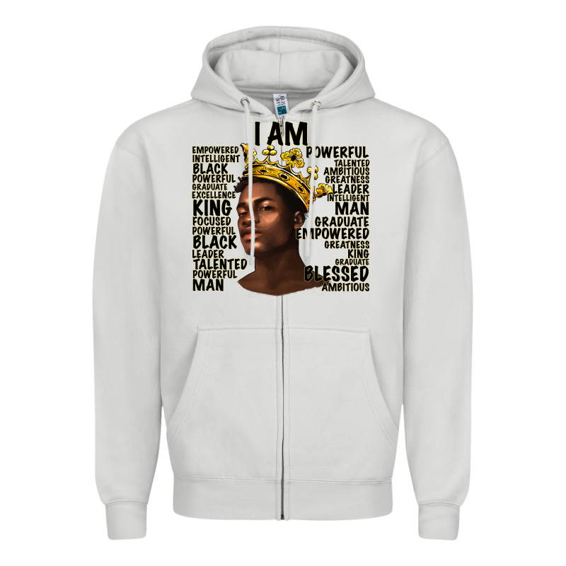 Afro Man Black King I Am Zipper Hoodie by texasbilliewilder | Teevron