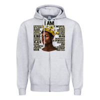 Heather Grey afro man black king i am Zipper Hoodie - texasbilliewilder