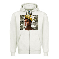 Oatmeal Heather afro man black king i am Zipper Hoodie - texasbilliewilder